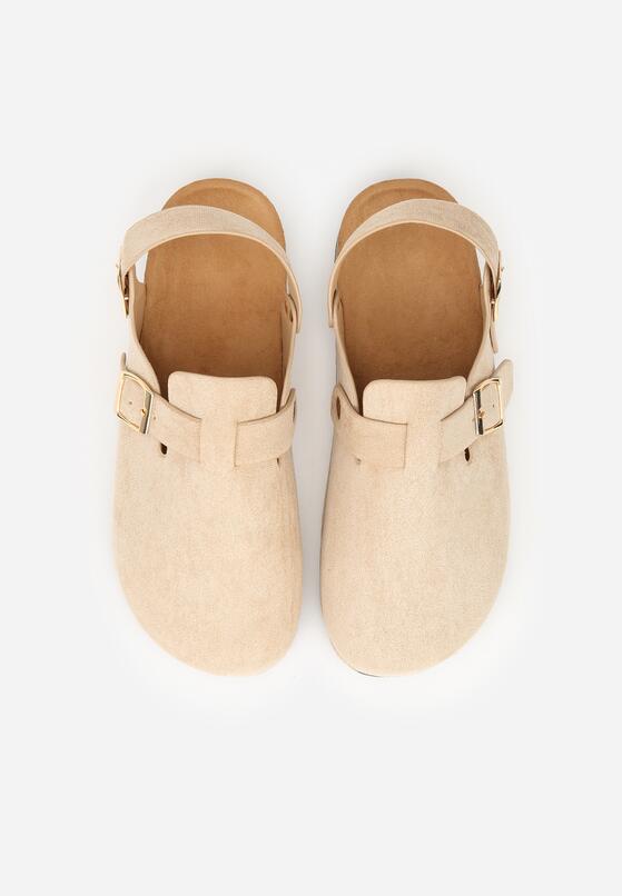 Beżowe Sandały w Stylu Chodaków Ozdobione Klamrami Qyrraya 6