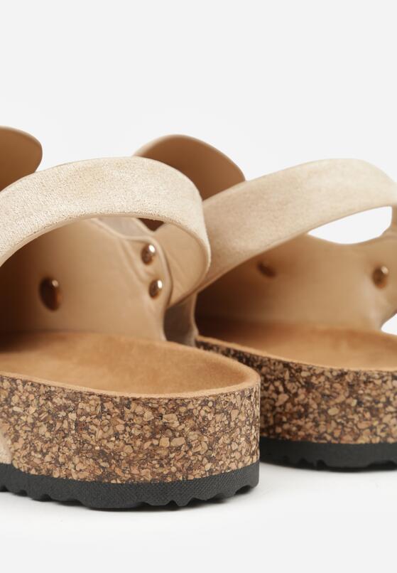 Beżowe Sandały w Stylu Chodaków Ozdobione Klamrami Qyrraya 9