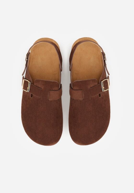 Brązowe Sandały w Stylu Chodaków Ozdobione Klamrami Qyrraya 6