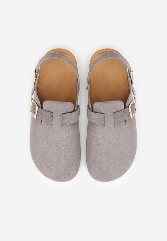 Szare Sandały w Stylu Chodaków Ozdobione Klamrami Qyrraya 6