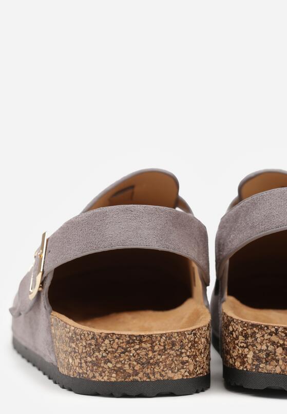 Szare Sandały w Stylu Chodaków Ozdobione Klamrami Qyrraya 8