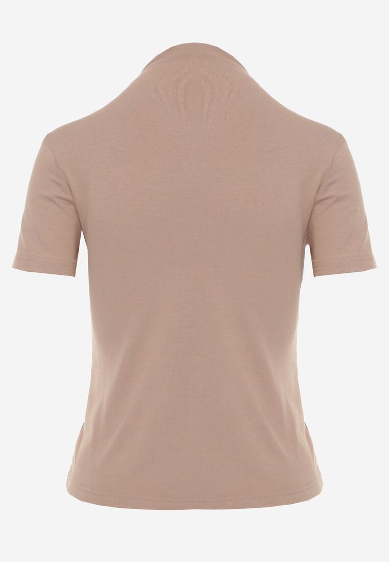 Beżowy Dopasowany T-shirt z Wiskozy z Golfem Isovera 7