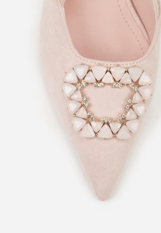 Różowe Sandały na Szpilce z Cyrkoniową Klamrą Elinvyra 8