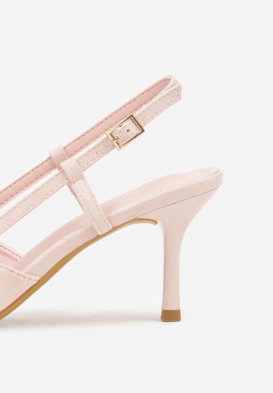 Różowe Sandały na Szpilce z Cyrkoniową Klamrą Elinvyra 9