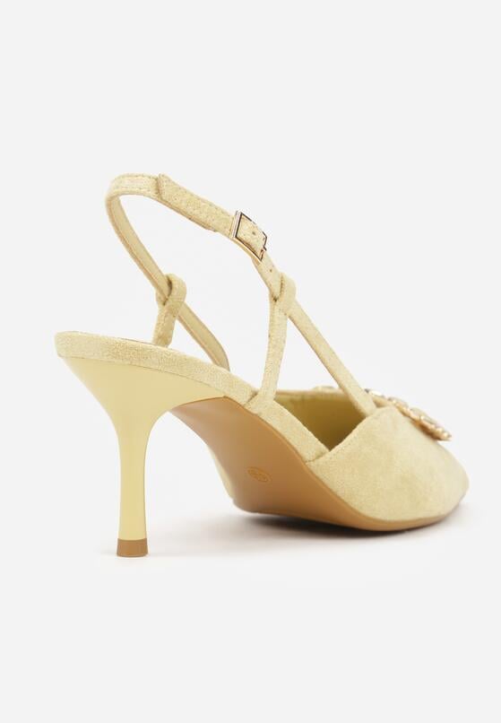 Beżowe Sandały na Szpilce z Cyrkoniową Klamrą Elinvyra 8