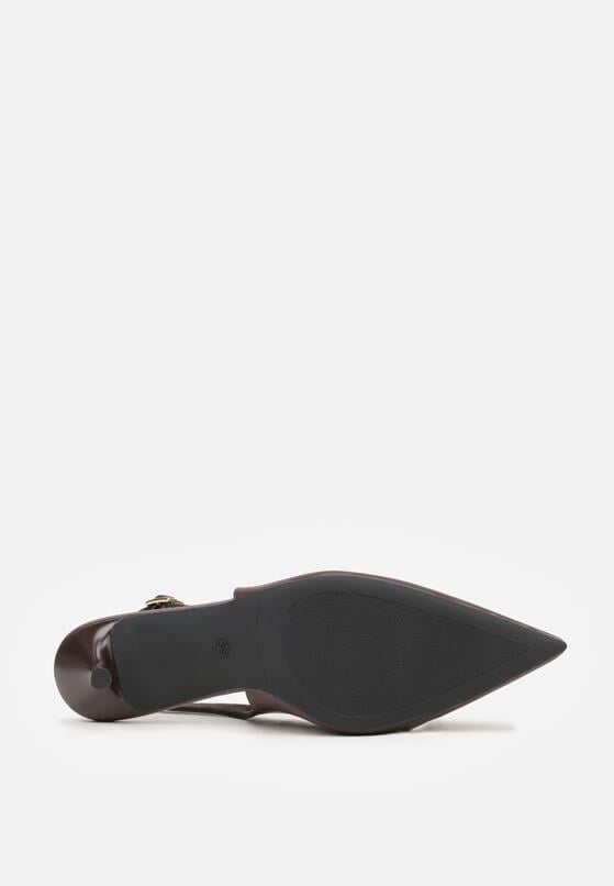 Brązowe Sandały na Szpilce z Cyrkoniową Klamrą Starstone 7