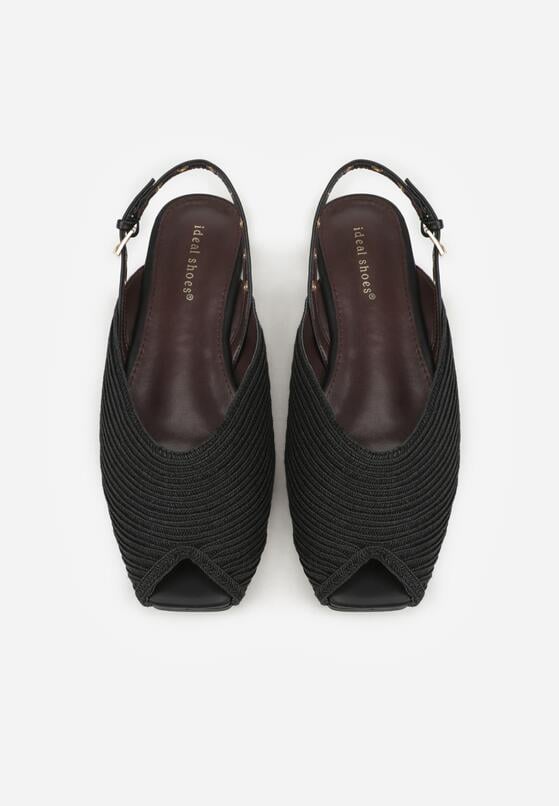 Czarne Sandały Ozdobione Plecionką i Aplikacjai Hellia 6