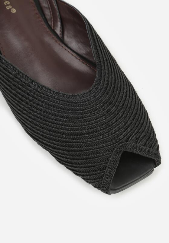 Czarne Sandały Ozdobione Plecionką i Aplikacjai Hellia 8