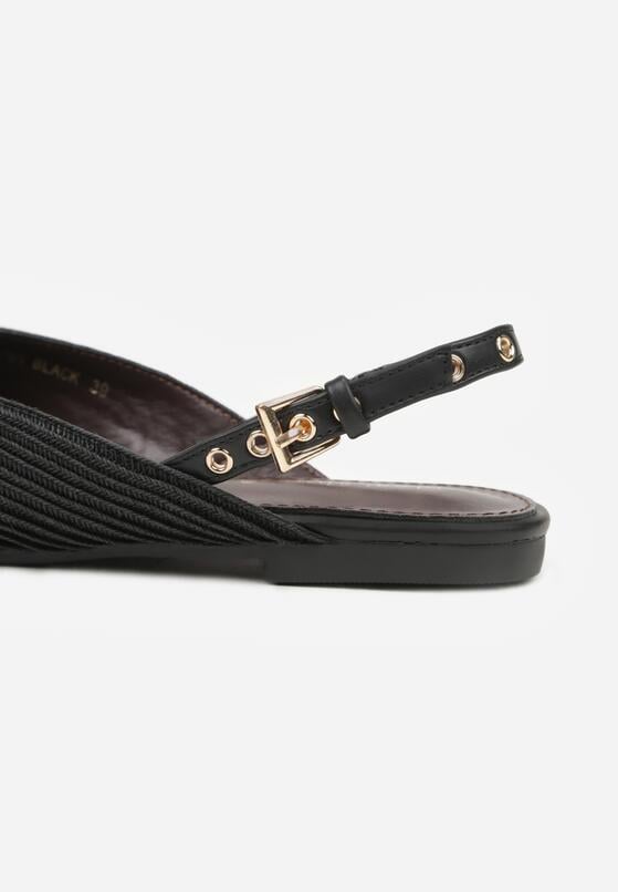 Czarne Sandały Ozdobione Plecionką i Aplikacjai Hellia 9