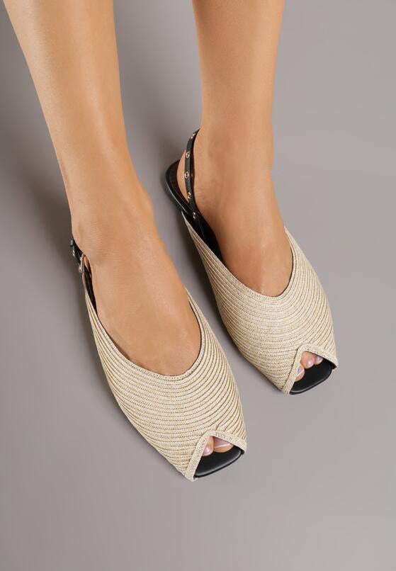 Beżowe Sandały Ozdobione Plecionką i Aplikacjai Hellia 3