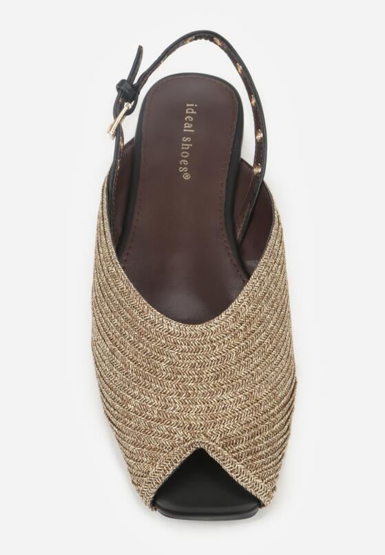 Ciemnobeżowe Sandały Ozdobione Plecionką i Aplikacjai Hellia 6