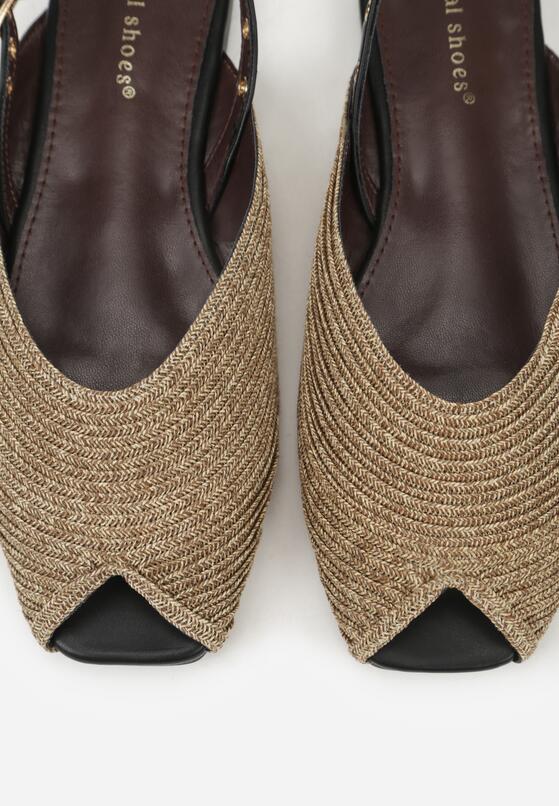 Ciemnobeżowe Sandały Ozdobione Plecionką i Aplikacjai Hellia 9