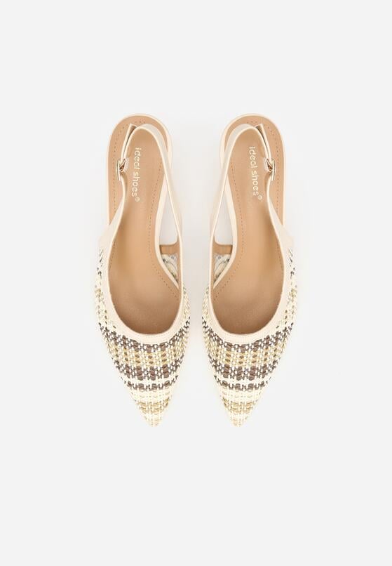 Beżowe Sandały Ozdobione Plecionką Oaratune 6