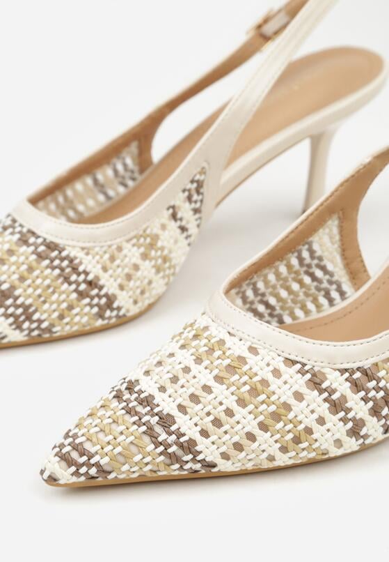 Beżowe Sandały Ozdobione Plecionką Oaratune 8