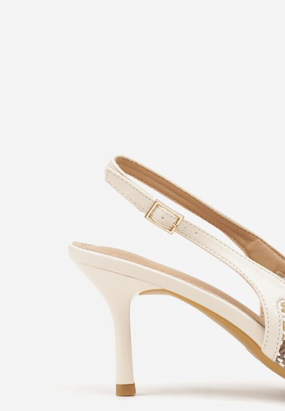 Beżowe Sandały Ozdobione Plecionką Oaratune 9