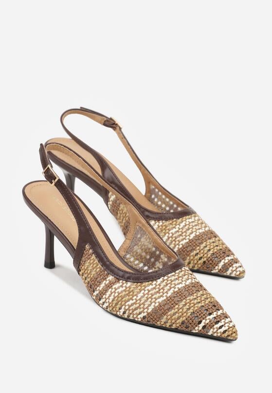 Brązowe Sandały Ozdobione Plecionką Oaratune 5