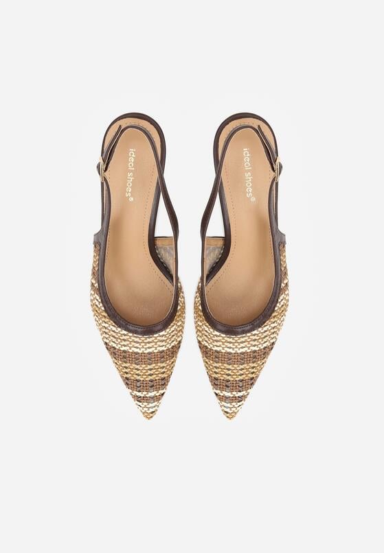 Brązowe Sandały Ozdobione Plecionką Oaratune 6