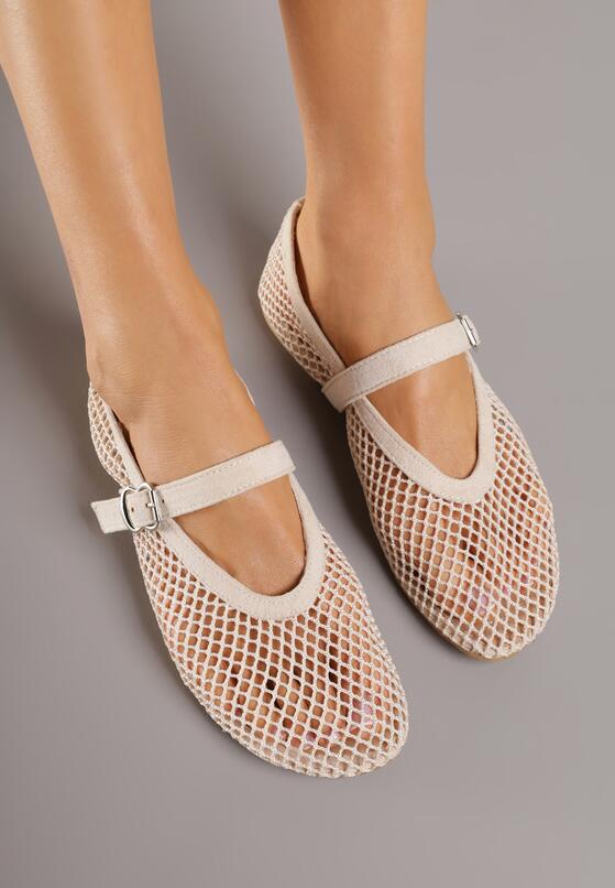 Beżowe Siateczkowe Balerinki Appletwinkle 3