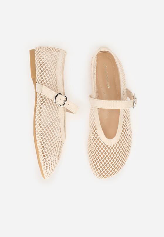 Beżowe Siateczkowe Balerinki Appletwinkle 6