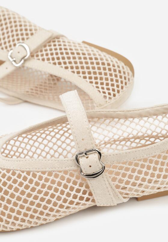 Beżowe Siateczkowe Balerinki Appletwinkle 8