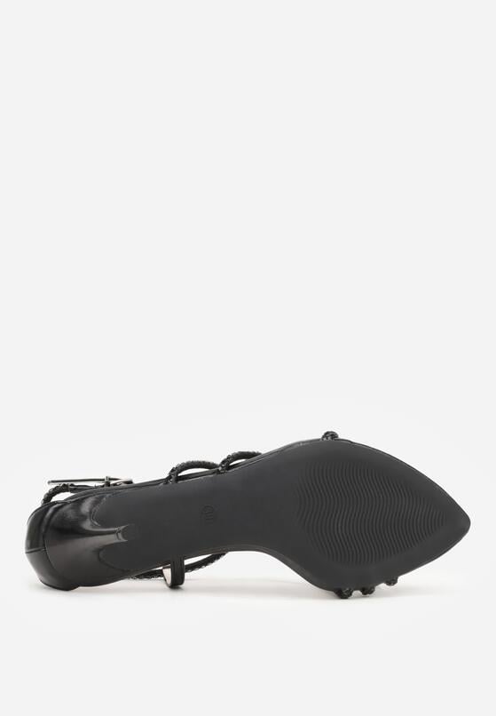 Czarne Sandały na Szpilce Ozdobione Cyrkoniami Thelmia 7