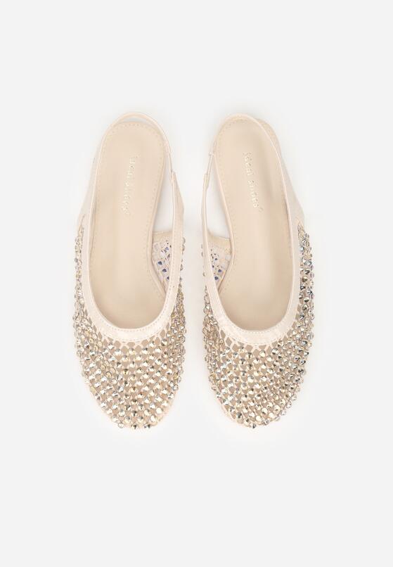 Beżowe Lakierowane Sandały Ozdobione Cyrkoniami Caiwenys 6