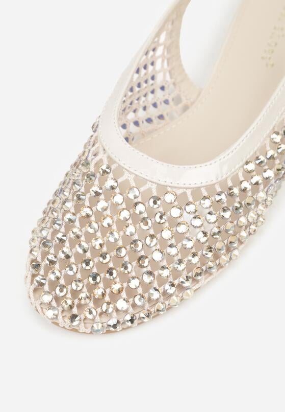 Beżowe Lakierowane Sandały Ozdobione Cyrkoniami Caiwenys 8