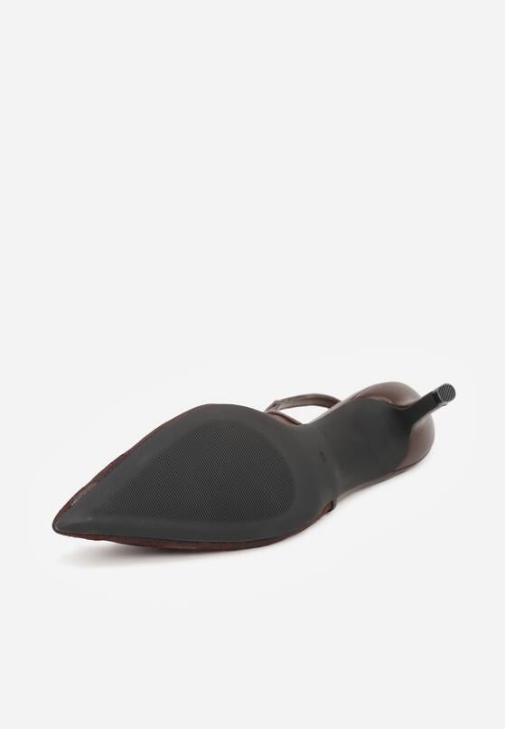 Brązowe Sandały na Szpilce z Haftowanym Wzorem Iphiserris 7