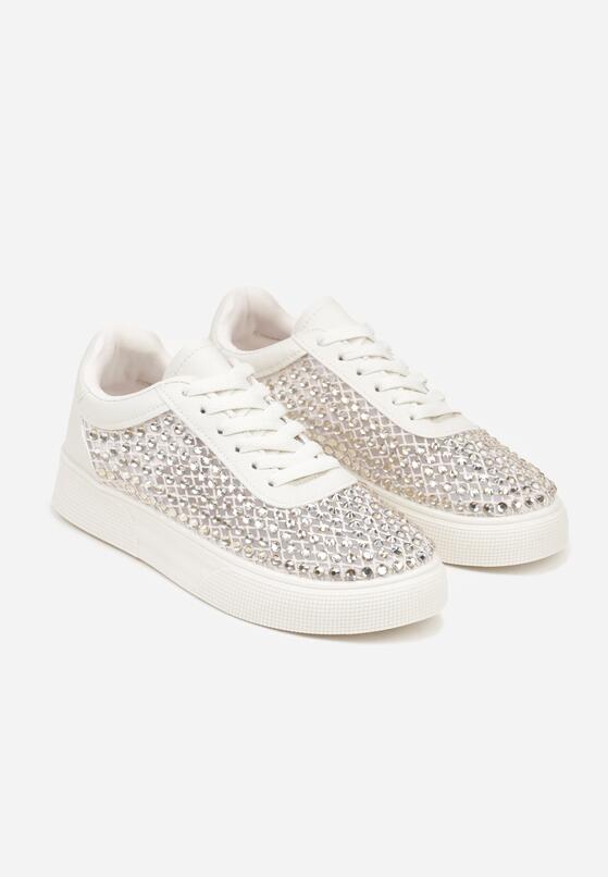 Beżowe Sneakersy na Grubej Podeszwie Ozdobione Cyrkoniami Ilaronis 5