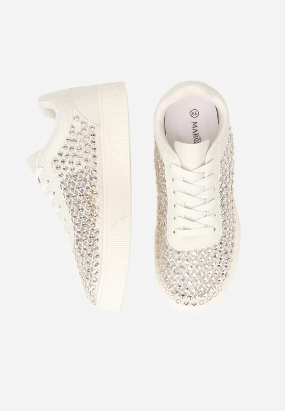 Beżowe Sneakersy na Grubej Podeszwie Ozdobione Cyrkoniami Ilaronis 6