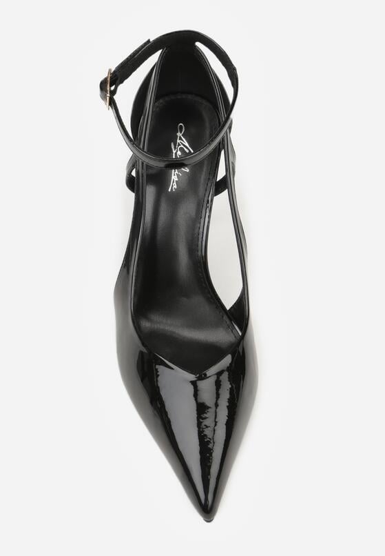 Czarne Lakierowane Szpilki Ozdobione Wycięciami Ynisorin 6