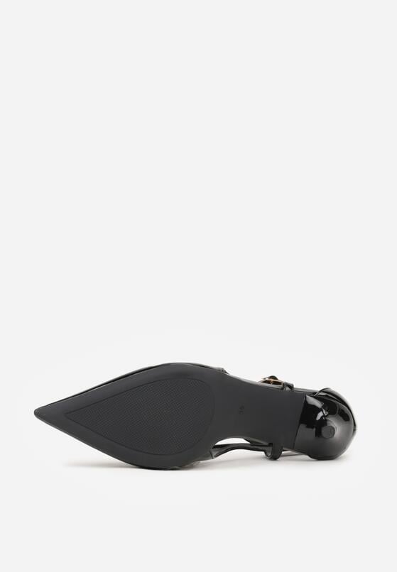 Czarne Lakierowane Szpilki Ozdobione Wycięciami Ynisorin 7