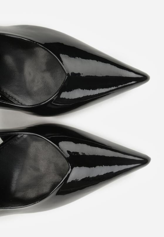 Czarne Lakierowane Szpilki Ozdobione Wycięciami Ynisorin 8