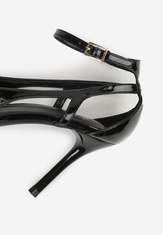 Czarne Lakierowane Szpilki Ozdobione Wycięciami Ynisorin 9