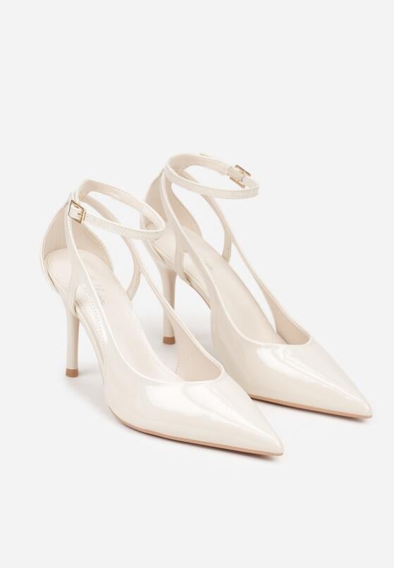 Jasnobeżowe Lakierowane Szpilki Ozdobione Wycięciami Ynisorin 5