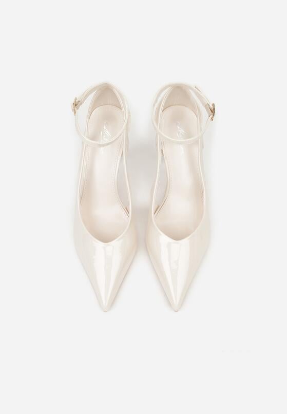 Jasnobeżowe Lakierowane Szpilki Ozdobione Wycięciami Ynisorin 6