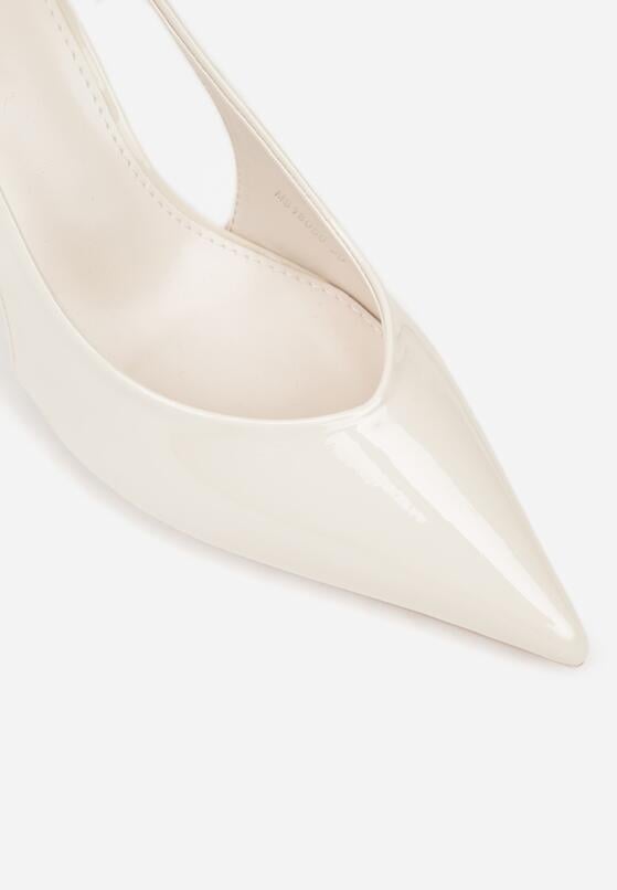 Jasnobeżowe Lakierowane Szpilki Ozdobione Wycięciami Ynisorin 9