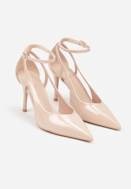 Beżowe Lakierowane Szpilki Ozdobione Wycięciami Ynisorin 5