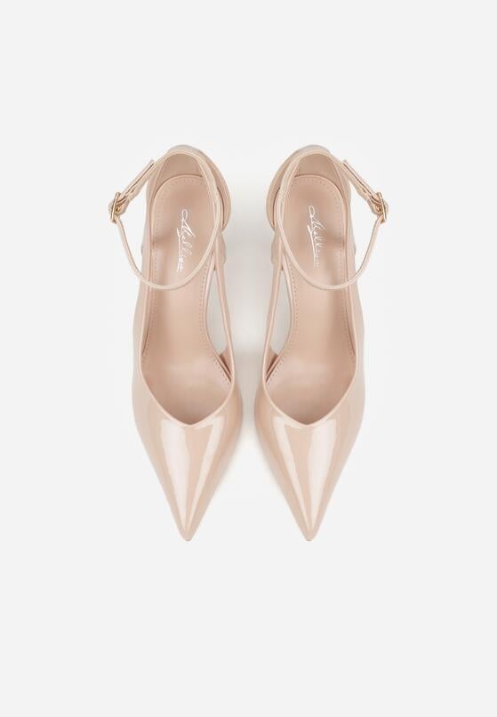 Beżowe Lakierowane Szpilki Ozdobione Wycięciami Ynisorin 6