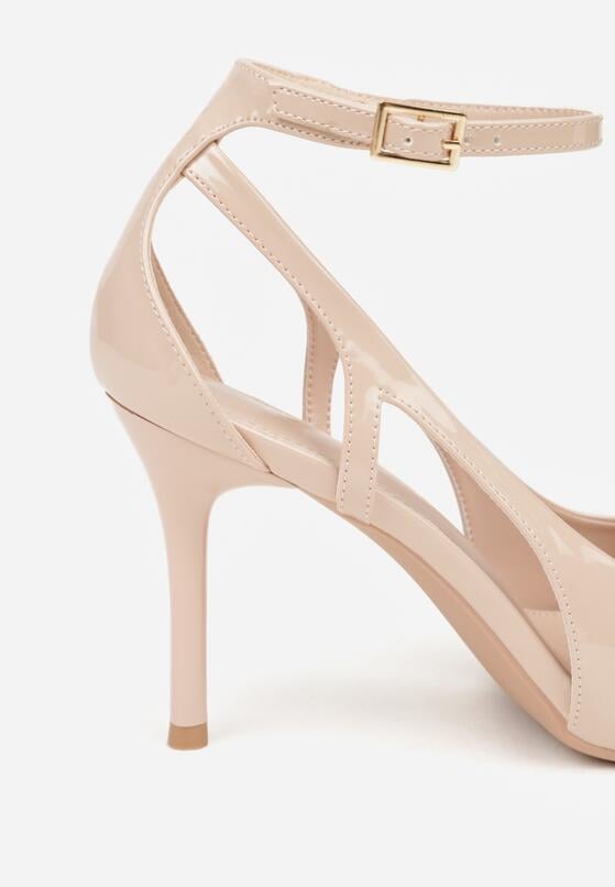 Beżowe Lakierowane Szpilki Ozdobione Wycięciami Ynisorin 9