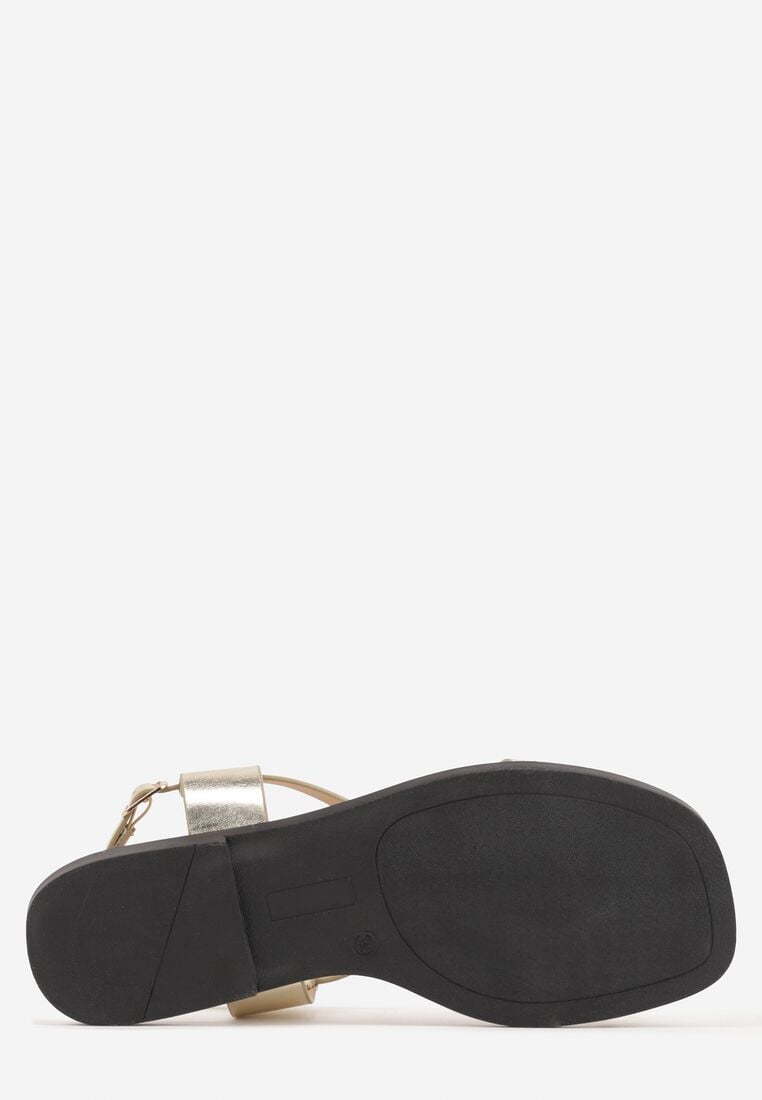 Złote Sandały w Stylu Japonek z Metaliczną Ozdobą Catelin 7