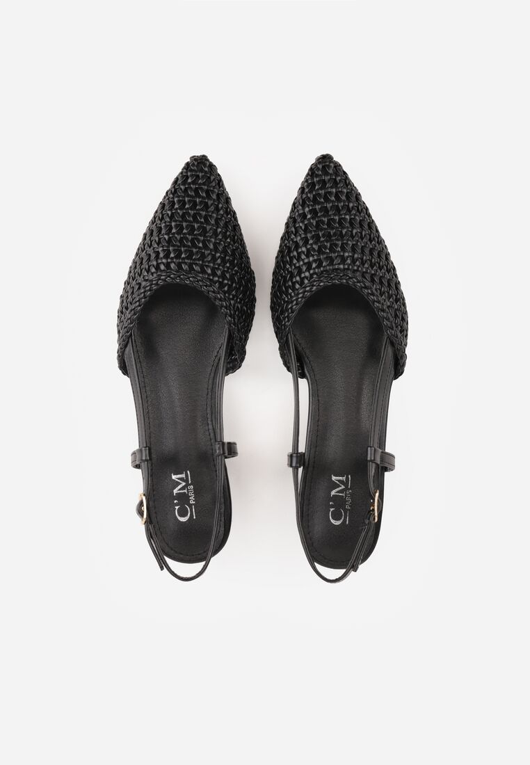 Czarne Sandały Ozdobione Plecionką Melorah 6