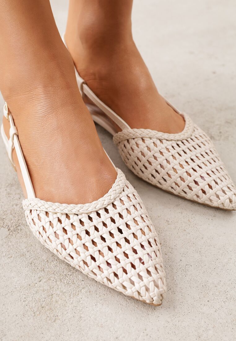 Beżowe Sandały Ozdobione Plecionką Melorah 3