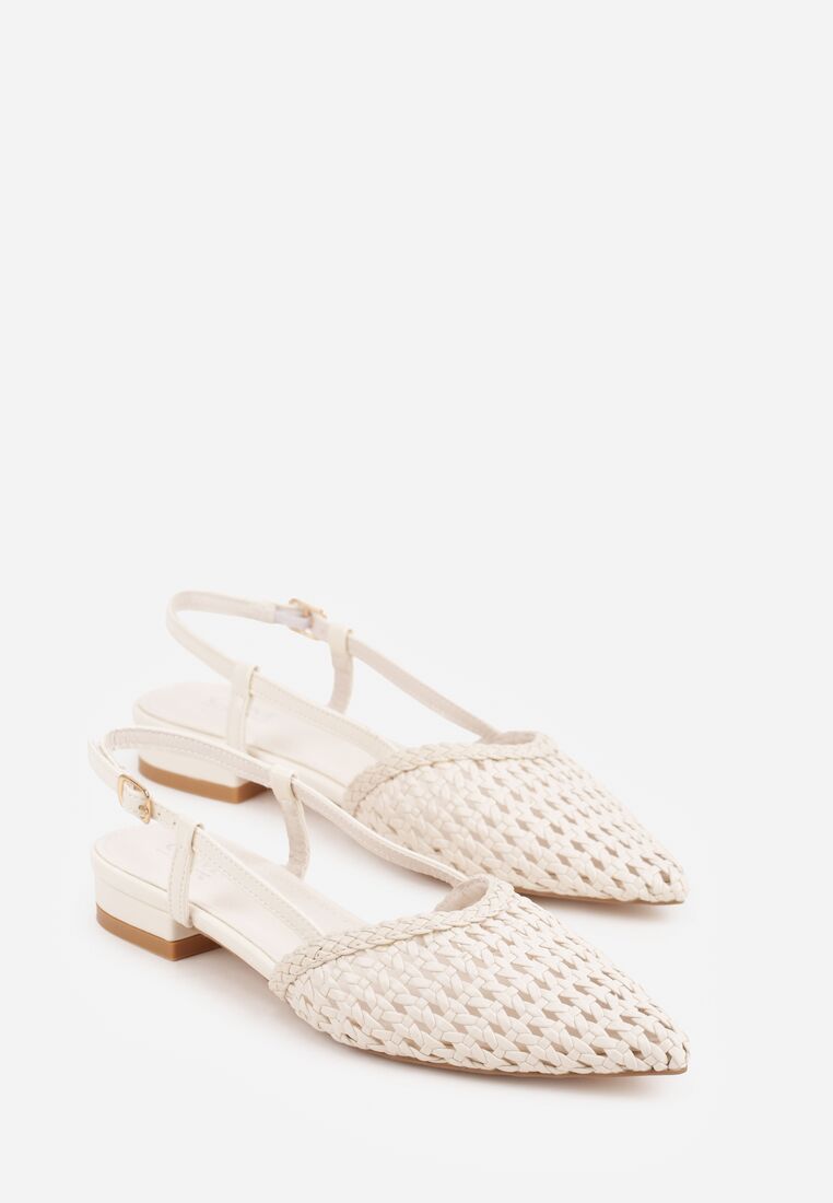 Beżowe Sandały Ozdobione Plecionką Melorah 5