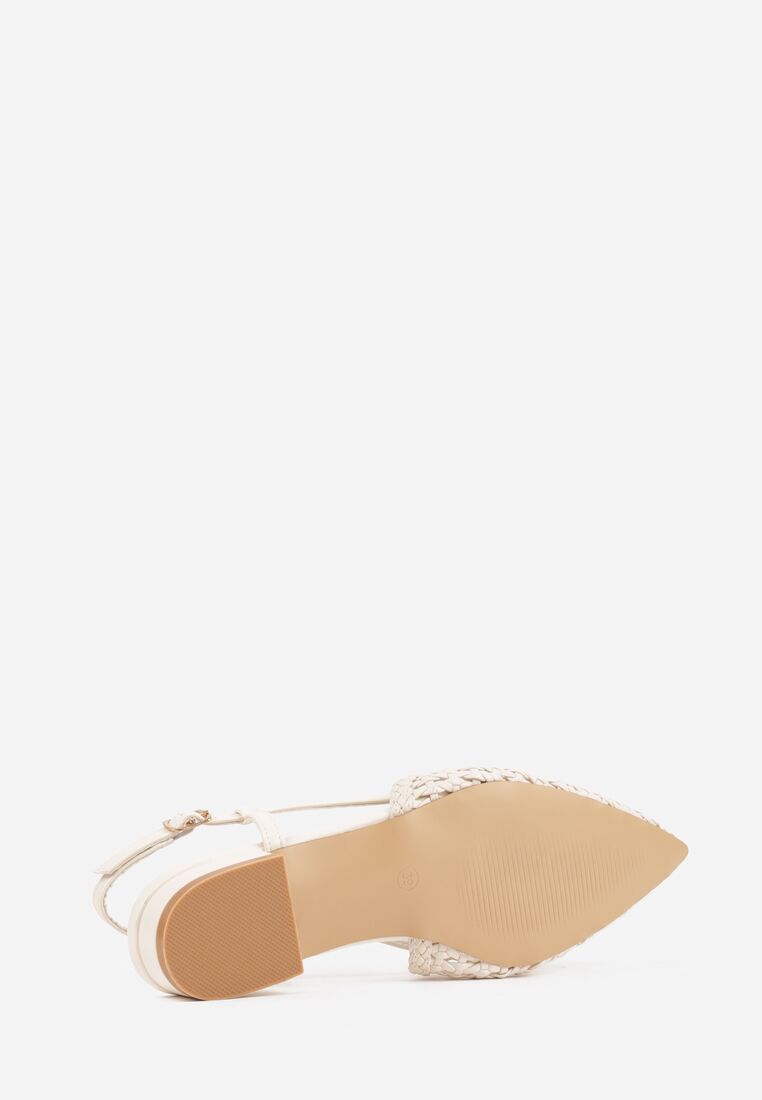 Beżowe Sandały Ozdobione Plecionką Melorah 7