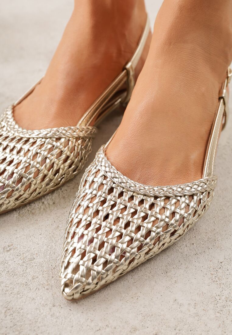 Złote Sandały Ozdobione Plecionką Melorah 3