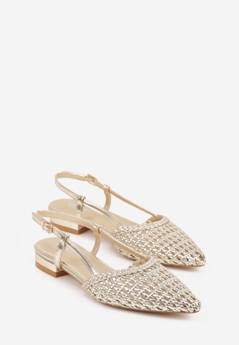 Złote Sandały Ozdobione Plecionką Melorah 5