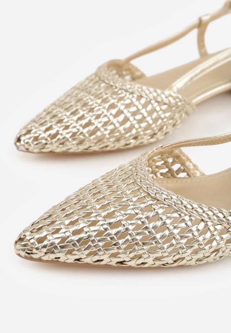 Złote Sandały Ozdobione Plecionką Melorah 8