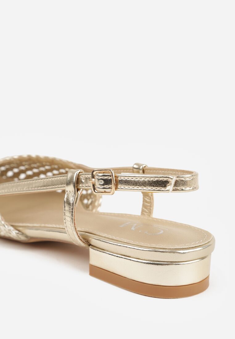 Złote Sandały Ozdobione Plecionką Melorah 9