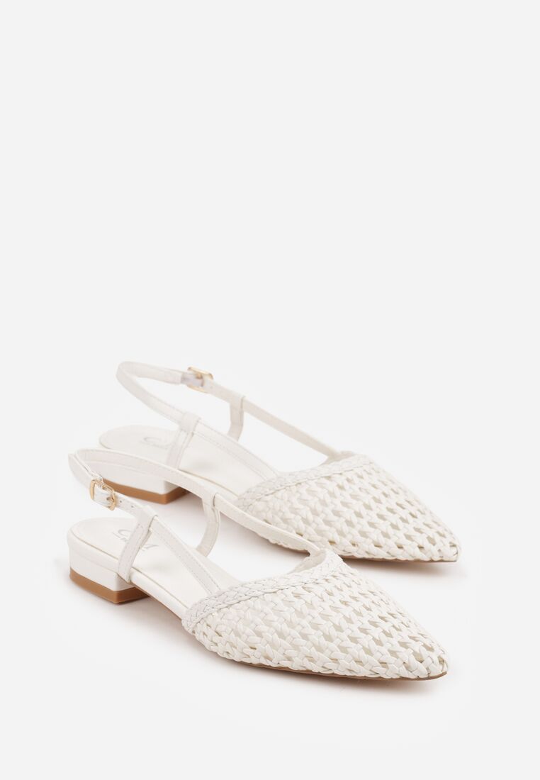 Białe Sandały Ozdobione Plecionką Melorah 5